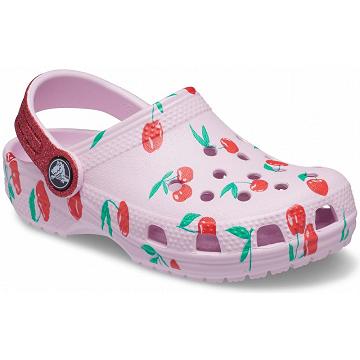 Crocs Classic Étel Print Klumpa Lány Rózsaszín | HU 1516ILHS